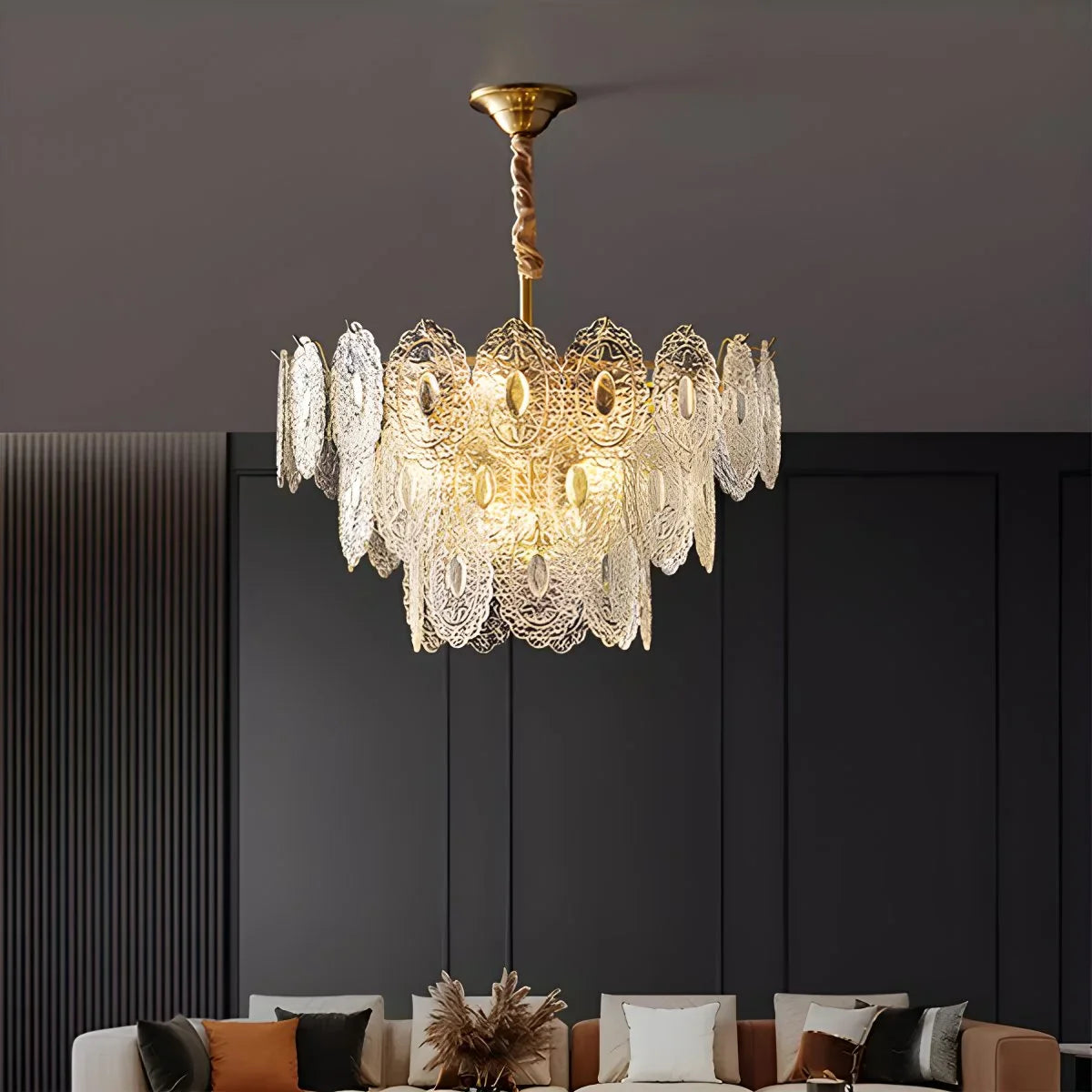Feyran Tiered Textured Glass Chandelier