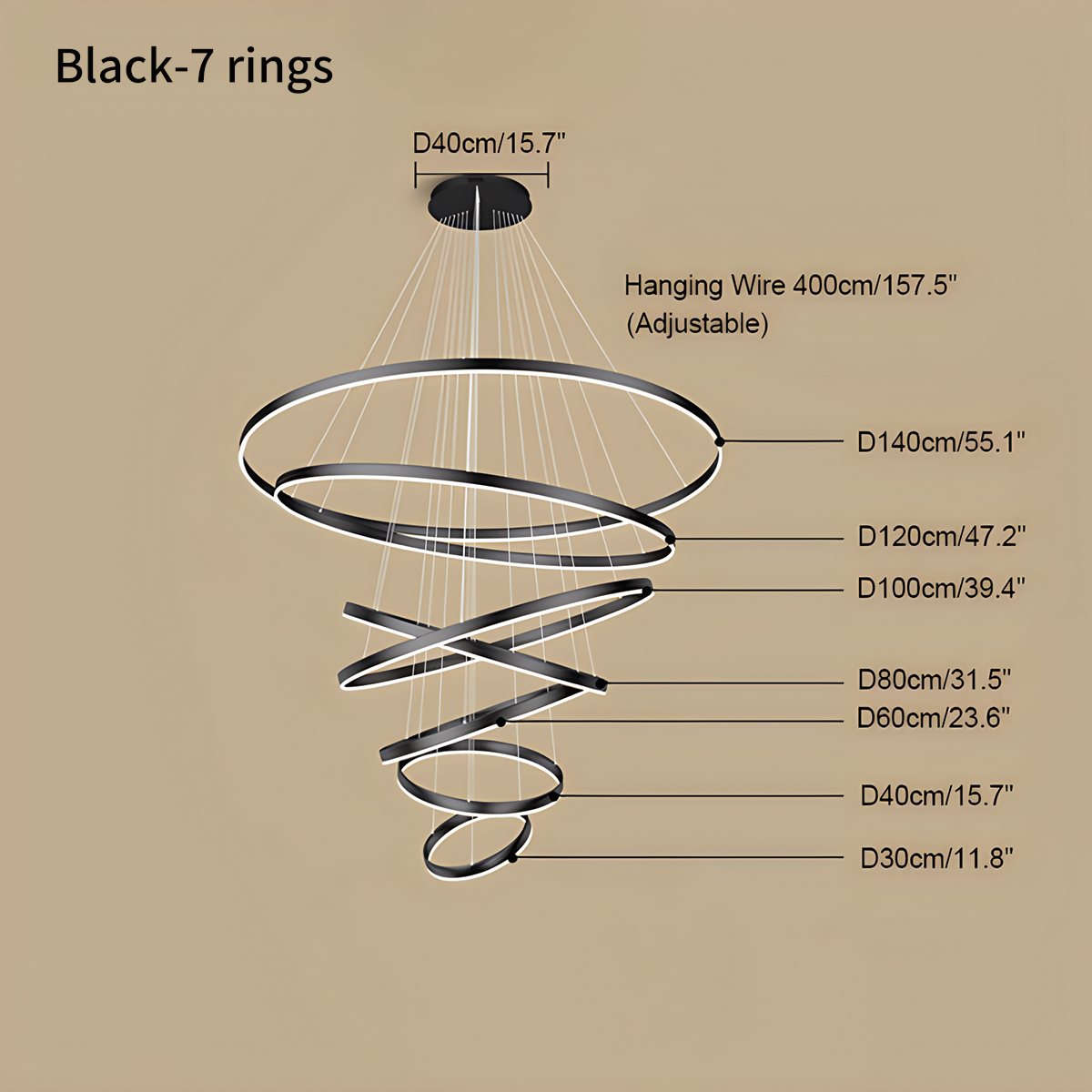Feyran Tiered Ring Chandelier with Multi-Layer Rings