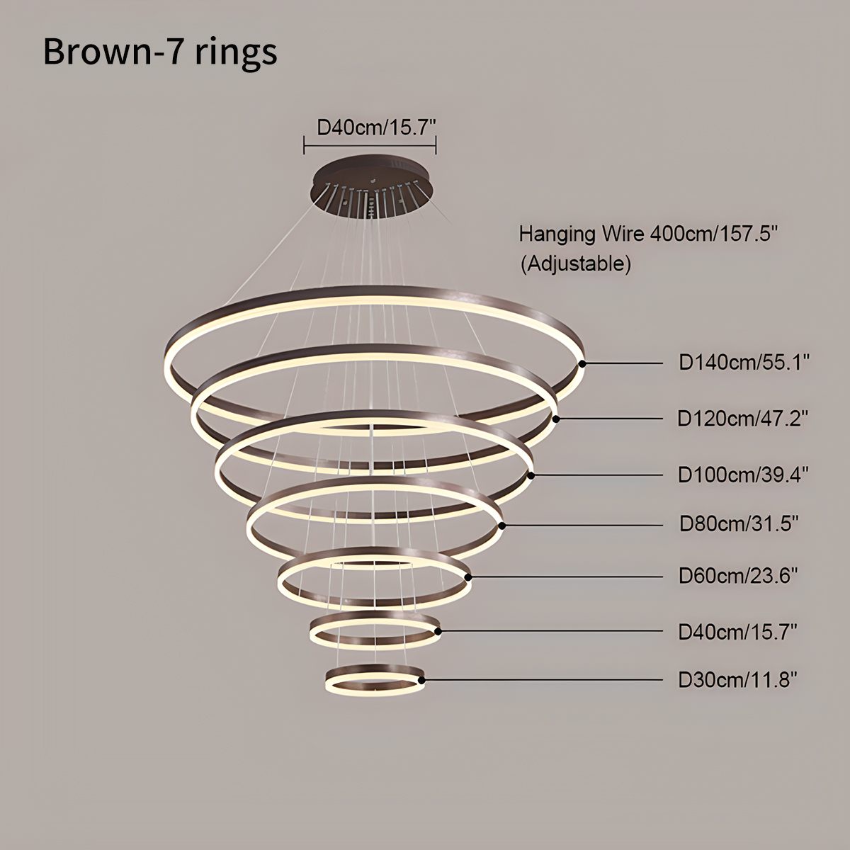 Feyran Tiered Ring Chandelier with Multi-Layer Rings