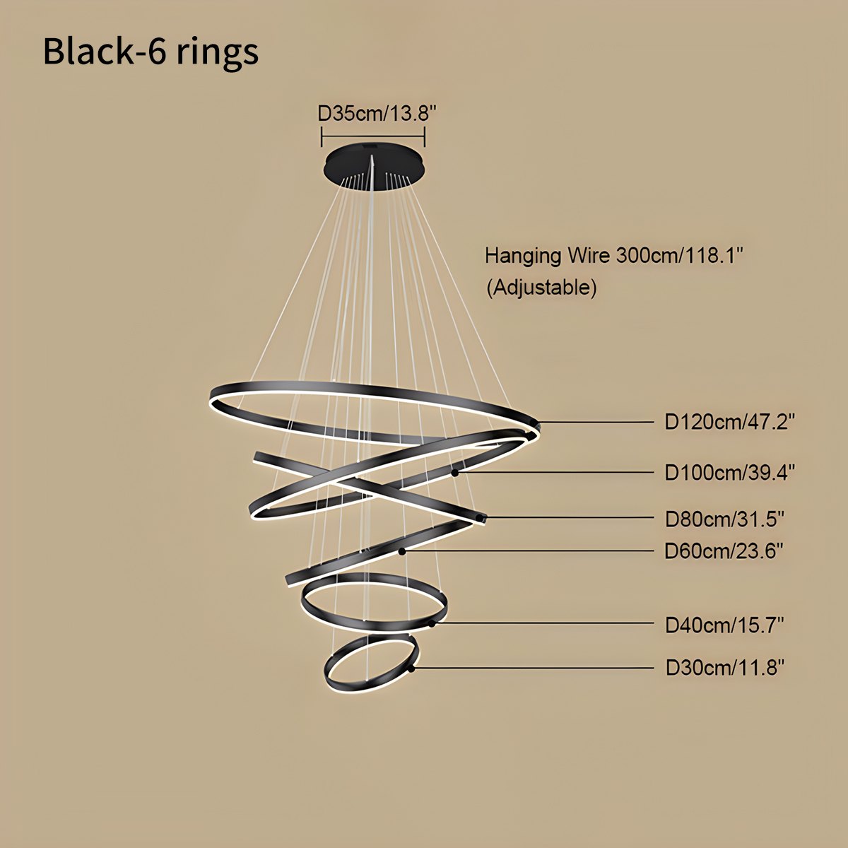 Feyran Tiered Ring Chandelier with Multi-Layer Rings