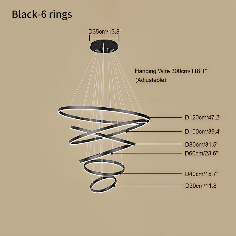 Feyran Tiered Ring Chandelier with Multi-Layer Rings