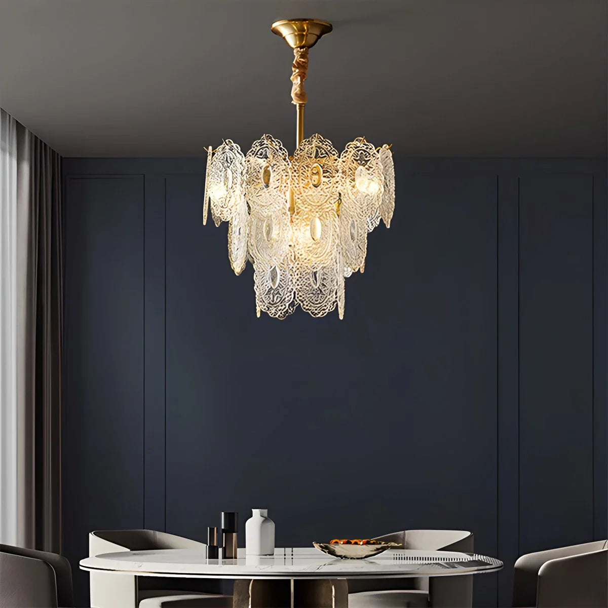 Feyran Tiered Textured Glass Chandelier