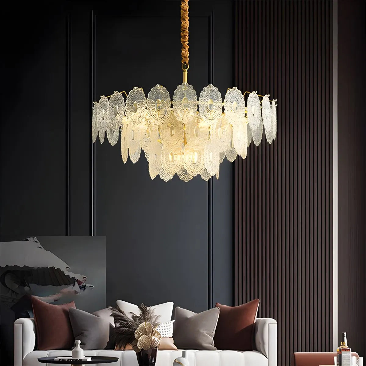Feyran Tiered Textured Glass Chandelier