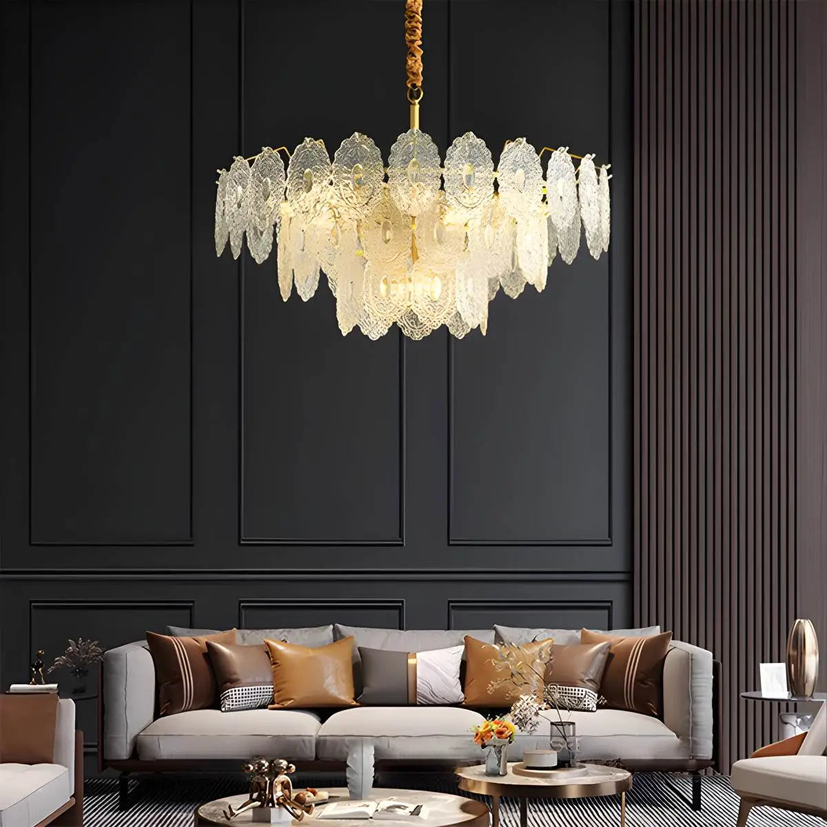 Feyran Tiered Textured Glass Chandelier