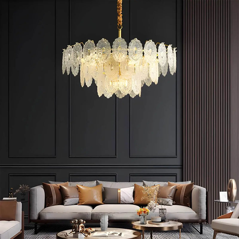 Feyran Tiered Textured Glass Chandelier