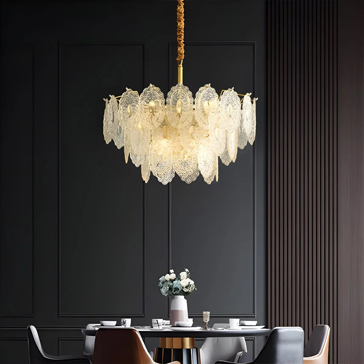 Feyran Tiered Textured Glass Chandelier