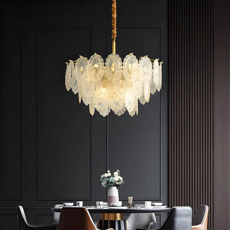 Feyran Tiered Textured Glass Chandelier