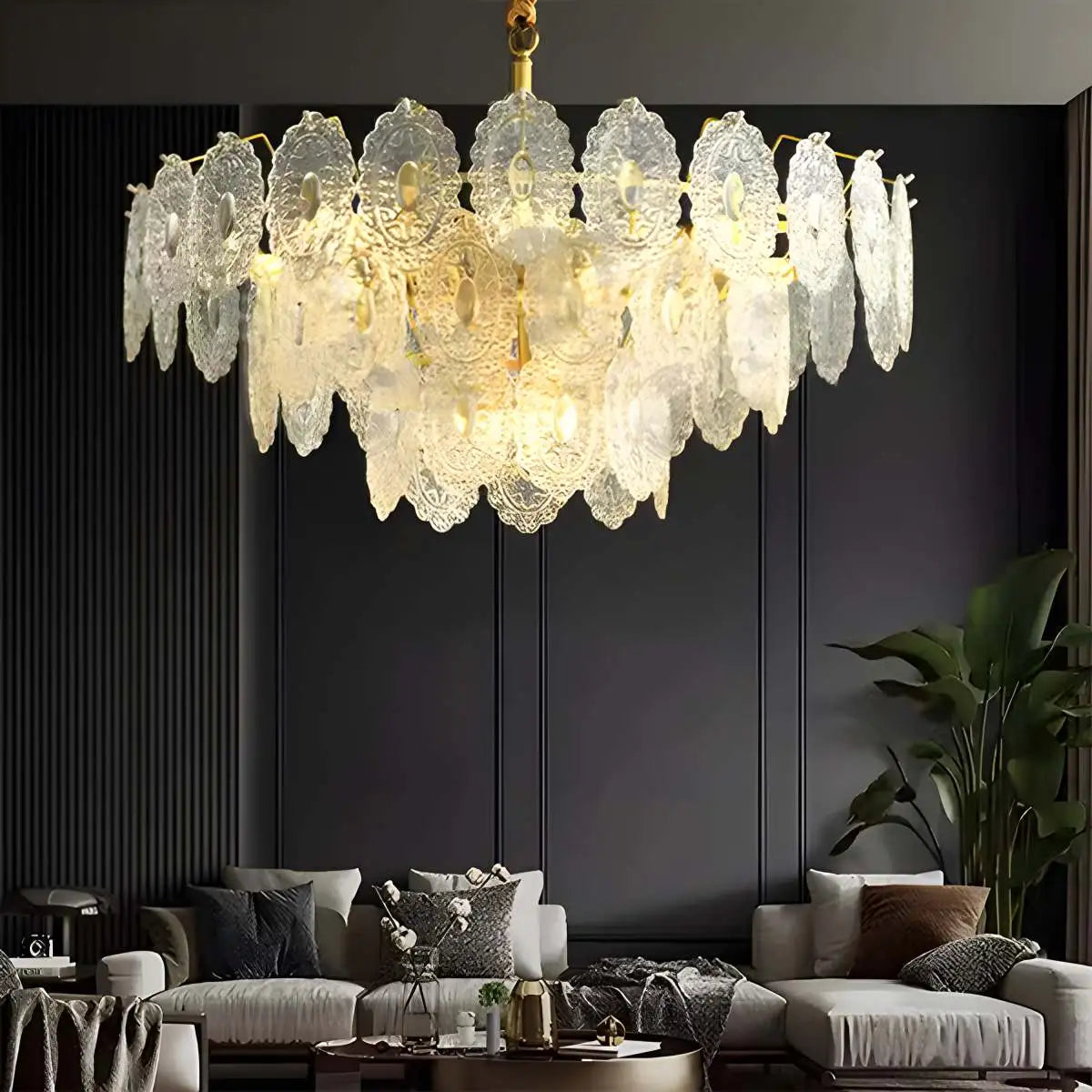 Feyran Tiered Textured Glass Chandelier