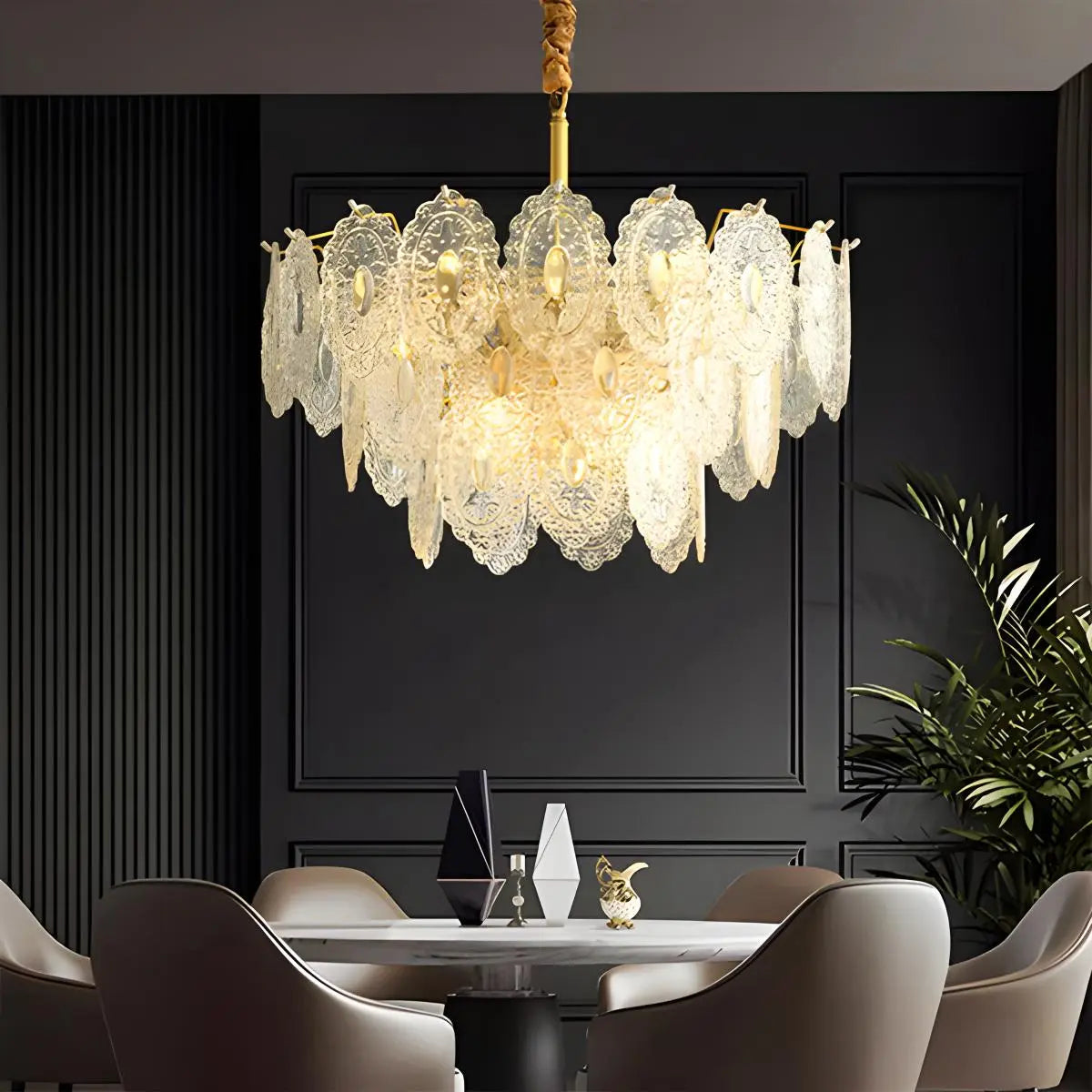 Feyran Tiered Textured Glass Chandelier