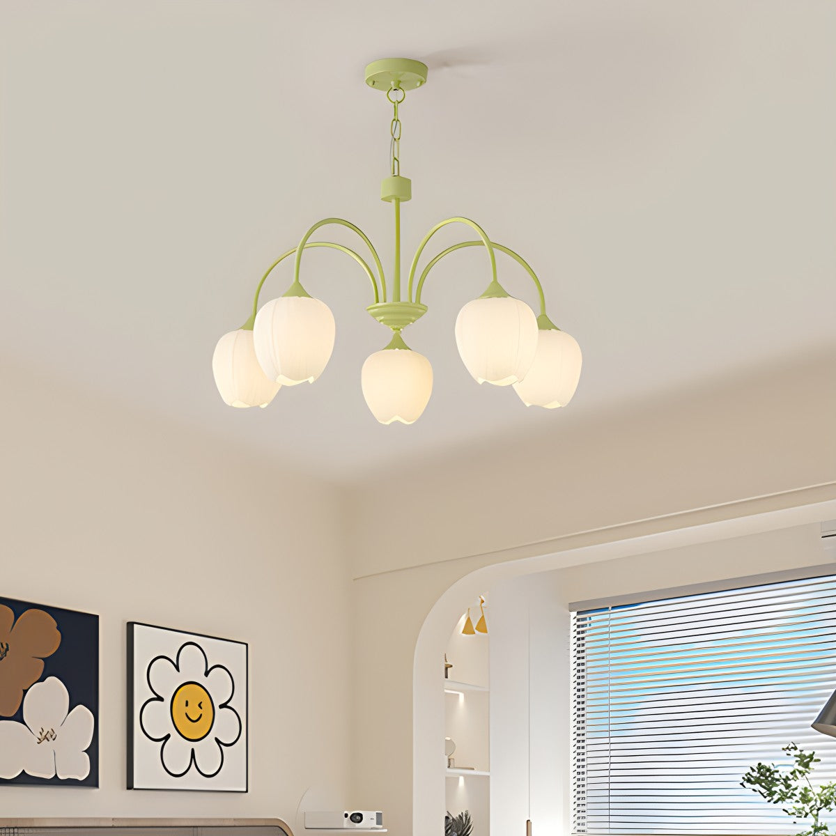 Feyran French Romance Tulip Matcha Chandelier