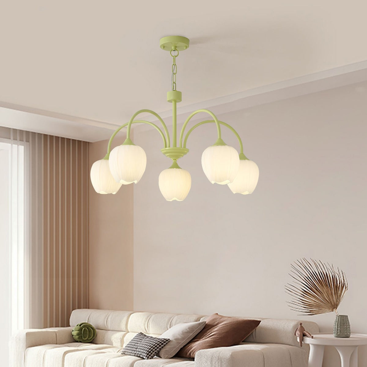 Feyran French Romance Tulip Matcha Chandelier