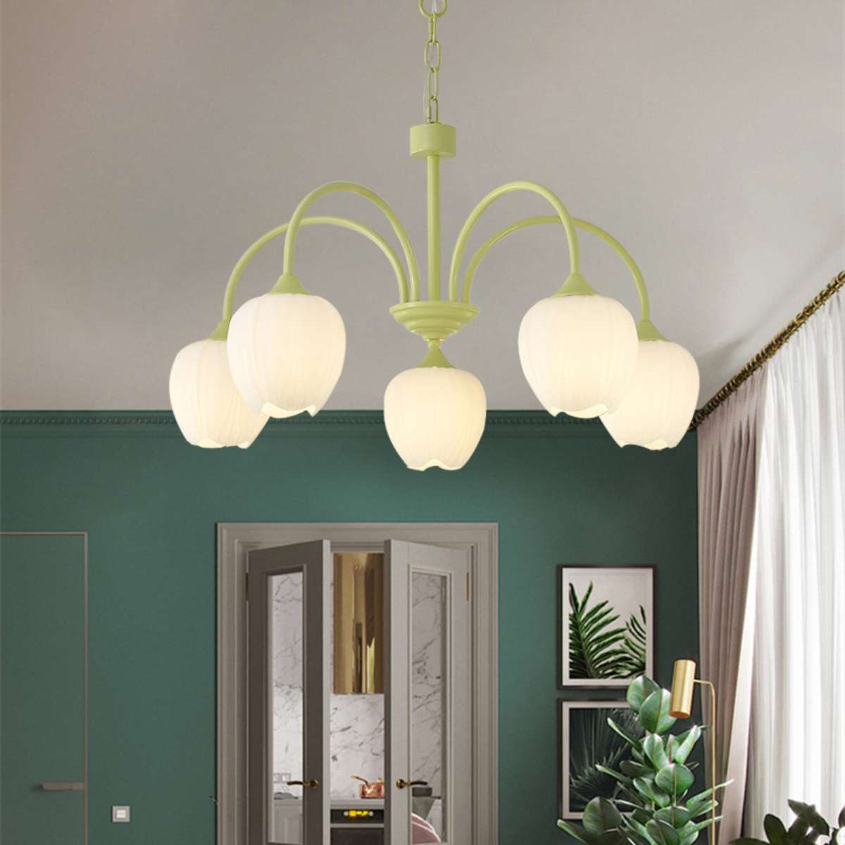 Feyran French Romance Tulip Matcha Chandelier