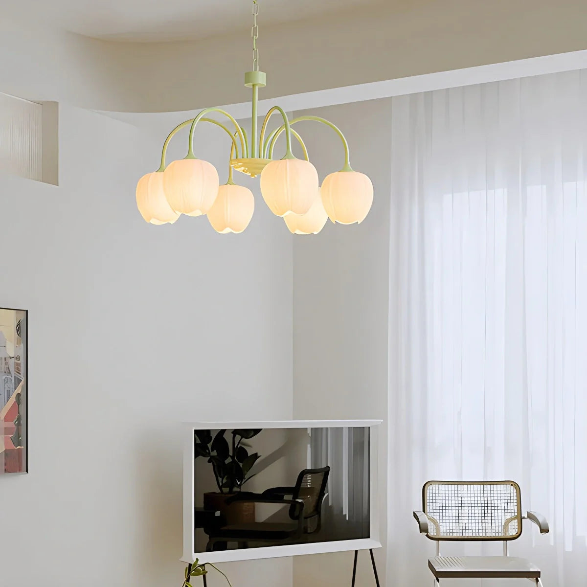Feyran French Romance Tulip Matcha Chandelier