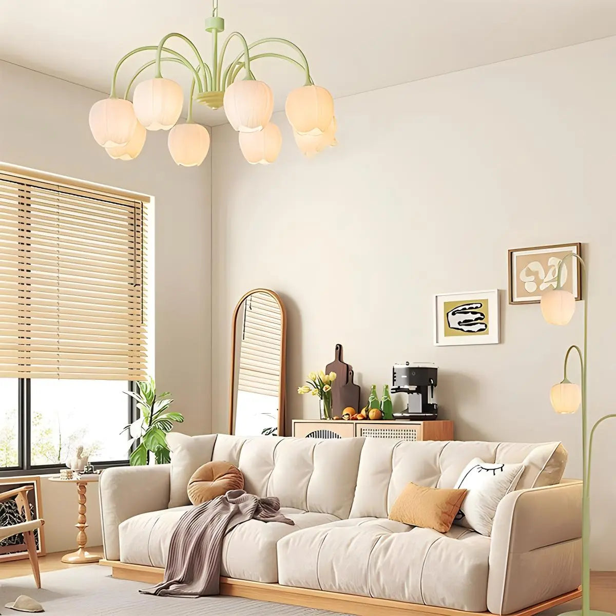 Feyran French Romance Tulip Matcha Chandelier