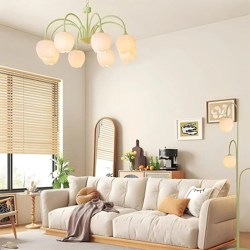Feyran French Romance Tulip Matcha Chandelier