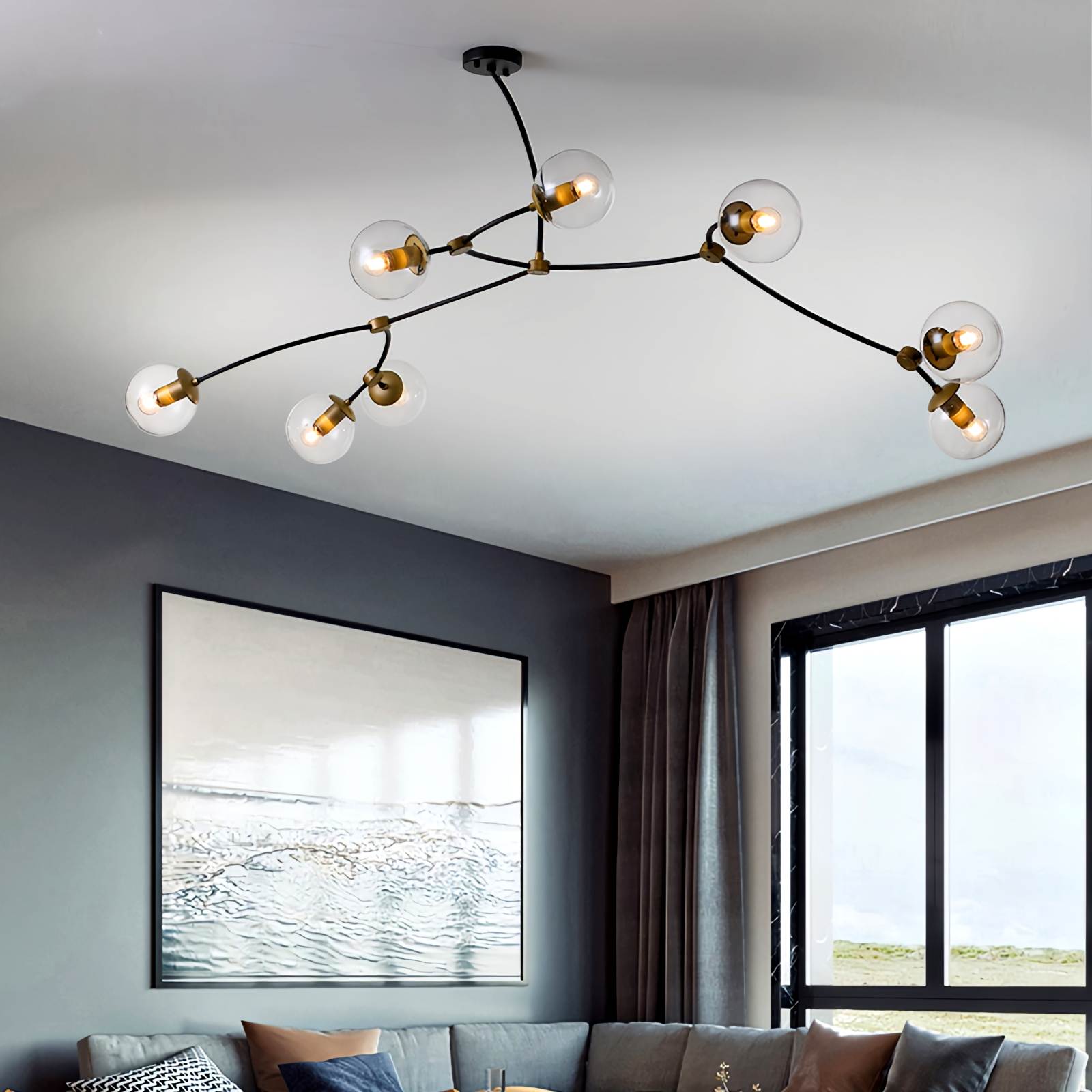 Feyran Minimalist Sputnik Globe Glass Chandelier