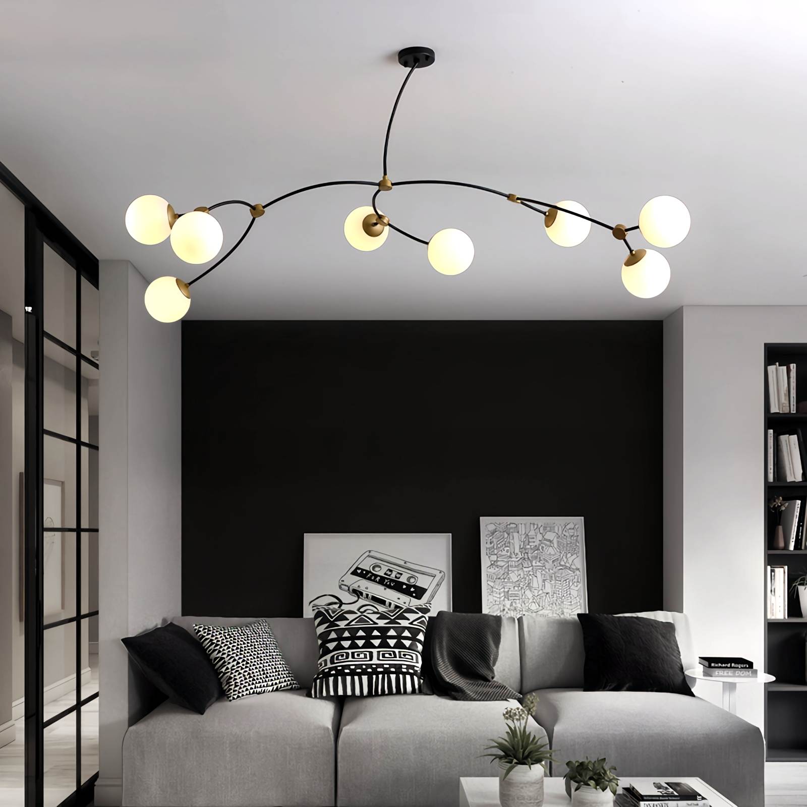 Feyran Minimalist Sputnik Globe Glass Chandelier
