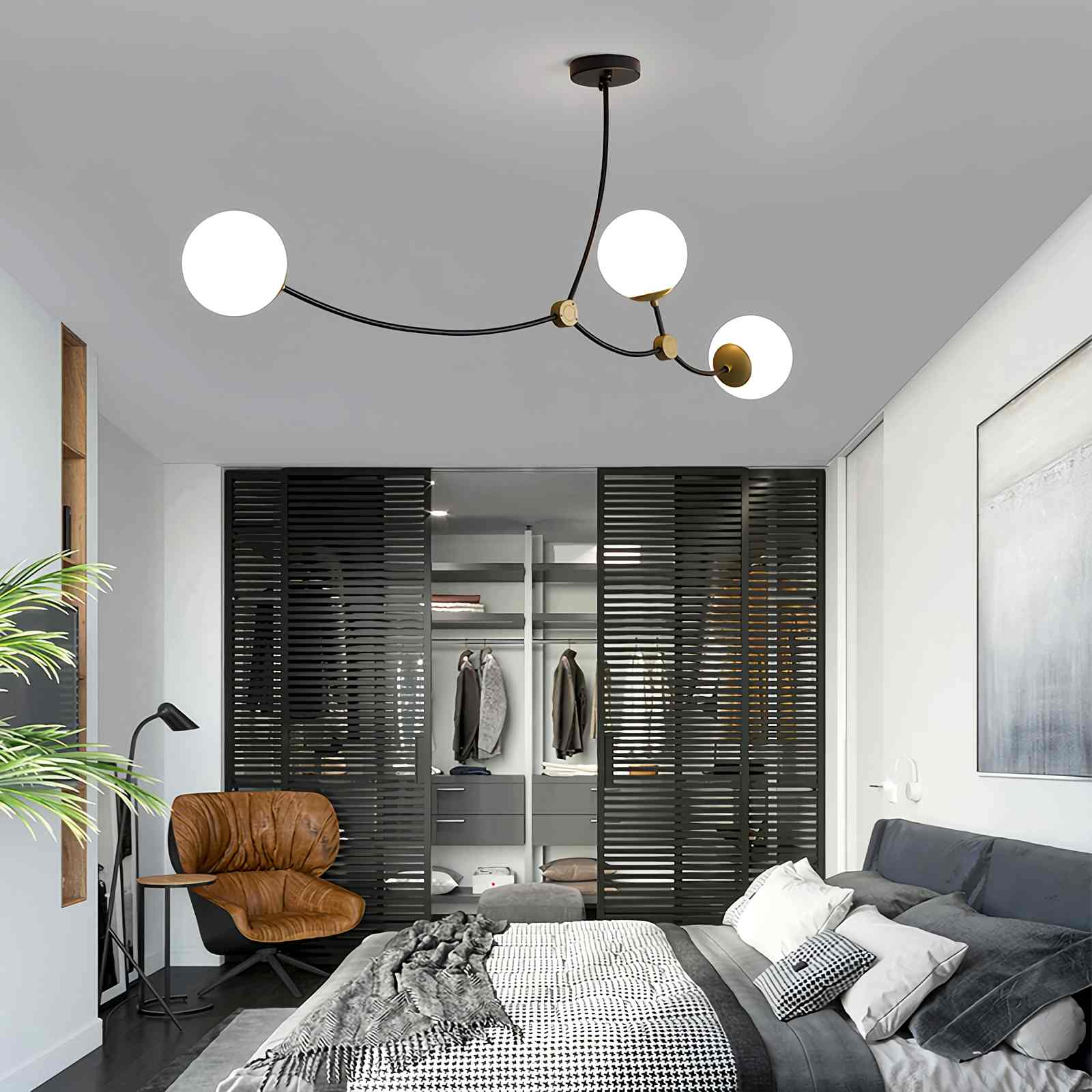 Feyran Minimalist Sputnik Globe Glass Chandelier