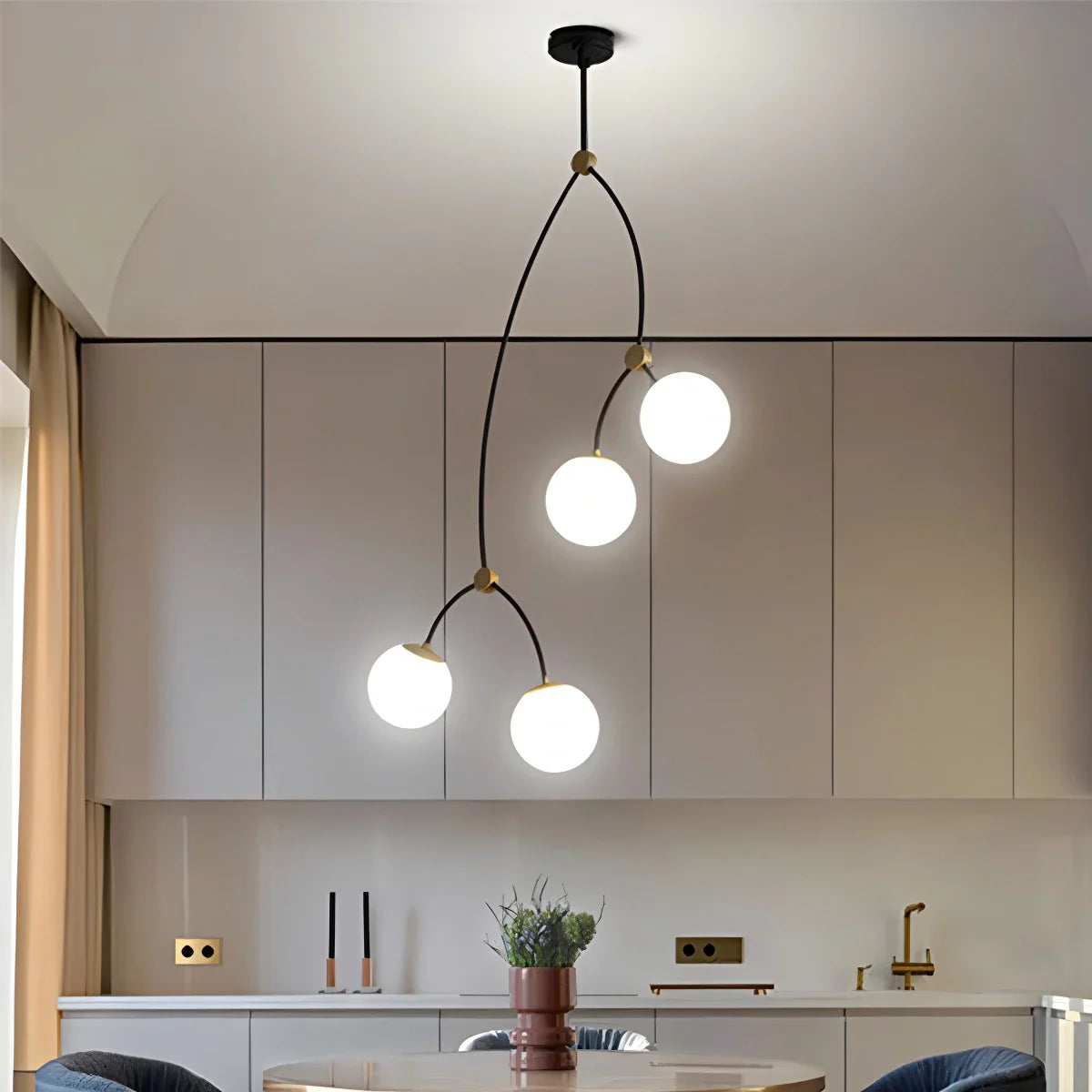 Feyran Minimalist Sputnik Globe Glass Chandelier