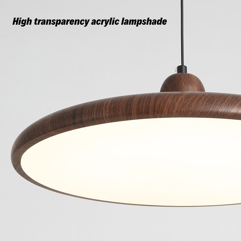 Feyran Retro Walnut Color Round UFO Pendant Light