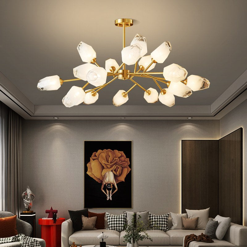 Feyran Crystal Bud Copper Chandelier for Living Room