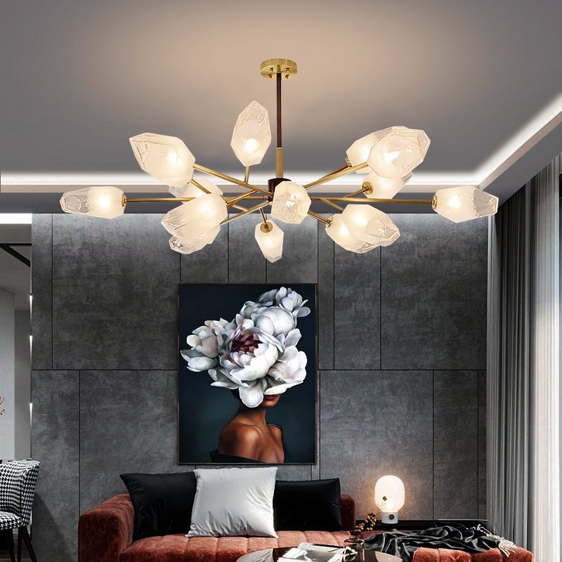 Feyran Crystal Bud Copper Chandelier for Living Room