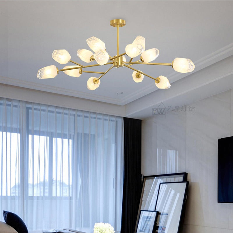 Feyran Crystal Bud Copper Chandelier for Living Room