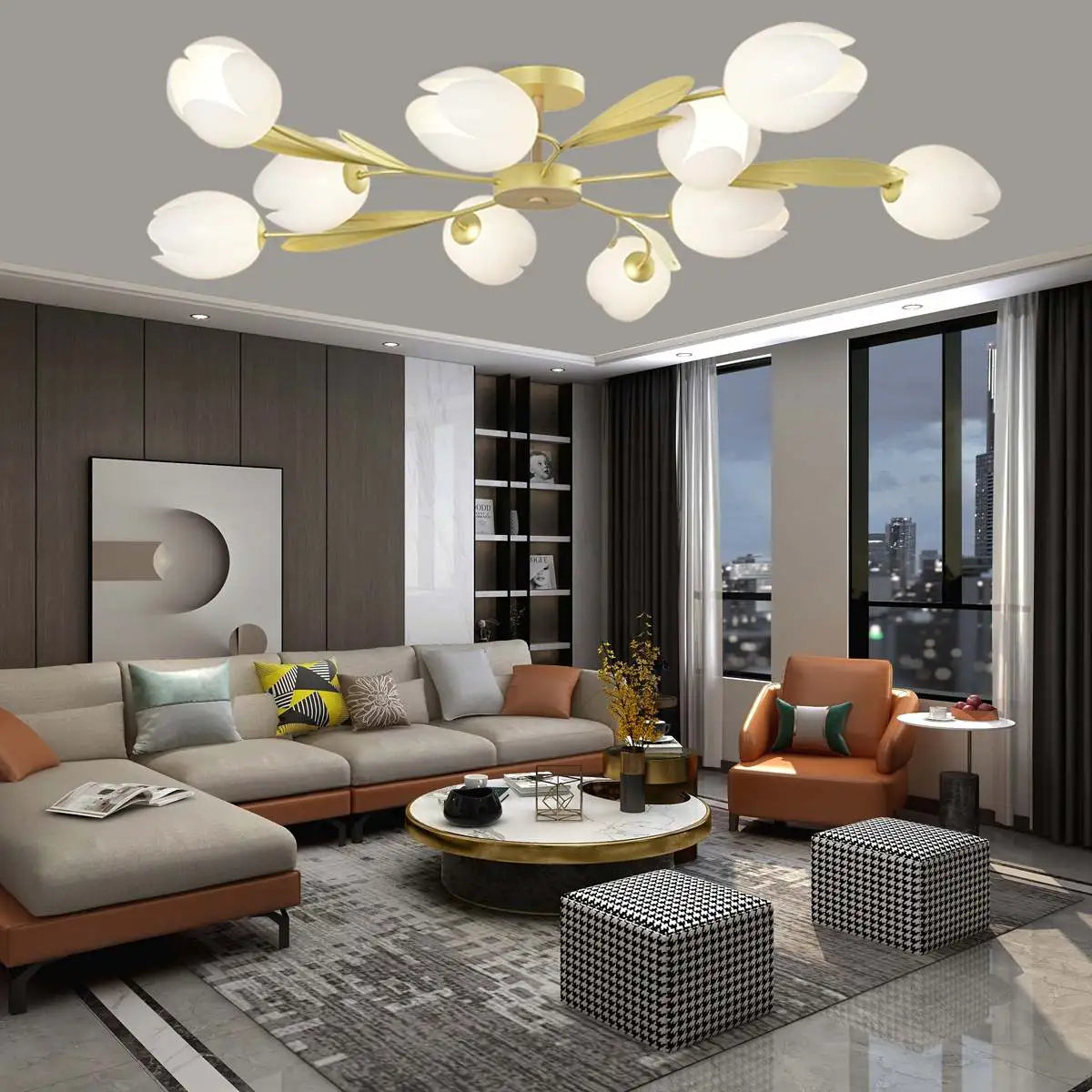 Feyran Magnolia Bud Living Room Chandelier