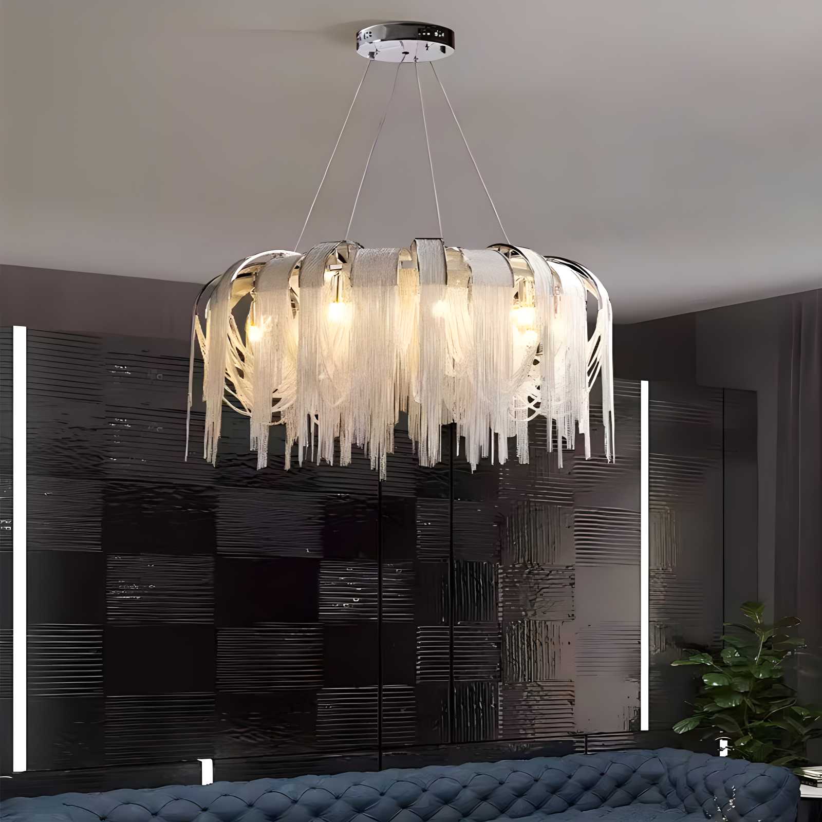 Feyran Aluminum Tassel Chandelier for Living Room