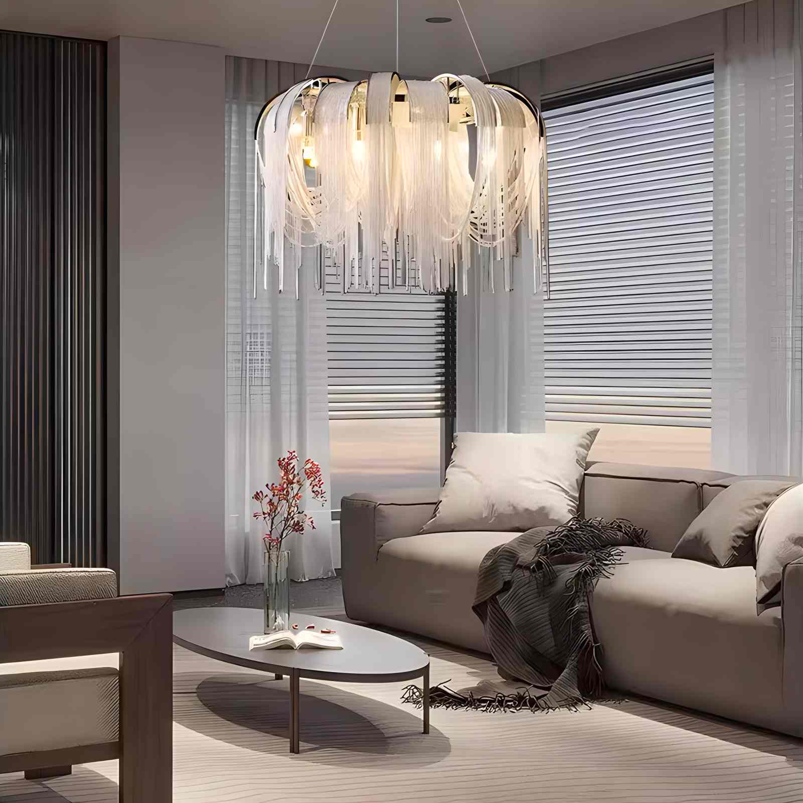 Feyran Aluminum Tassel Chandelier for Living Room