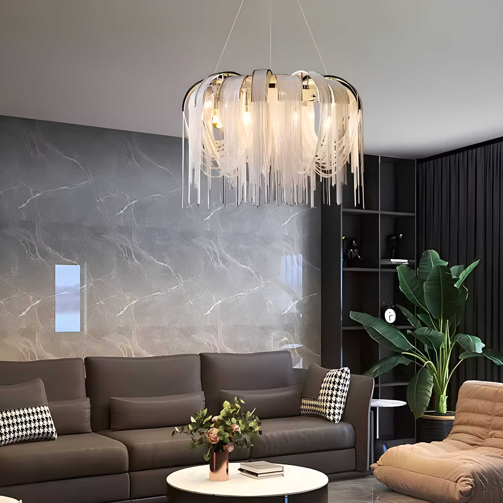 Feyran Aluminum Tassel Chandelier for Living Room