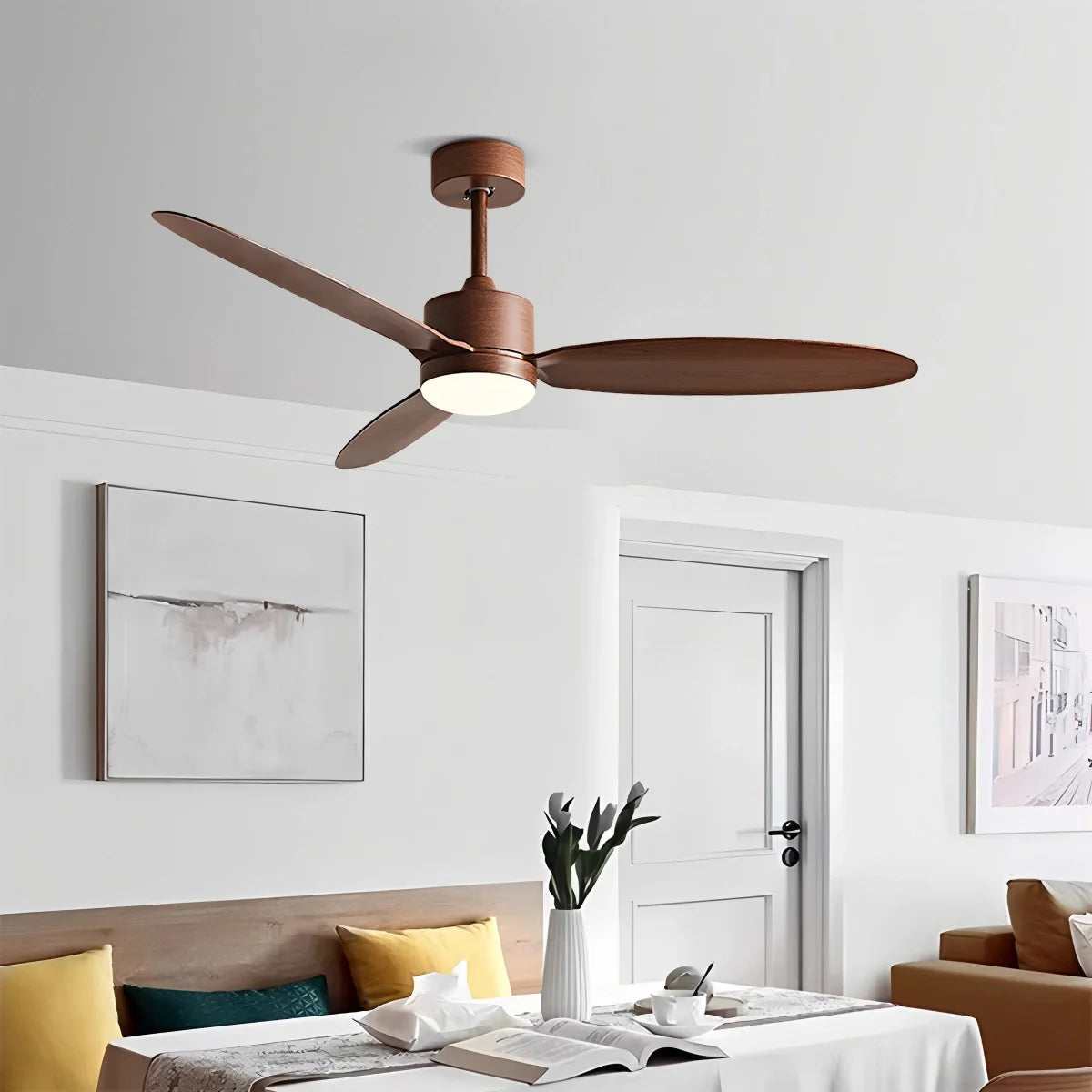 Feyran 3-Blade Ceiling Fan With Light for Bedroom