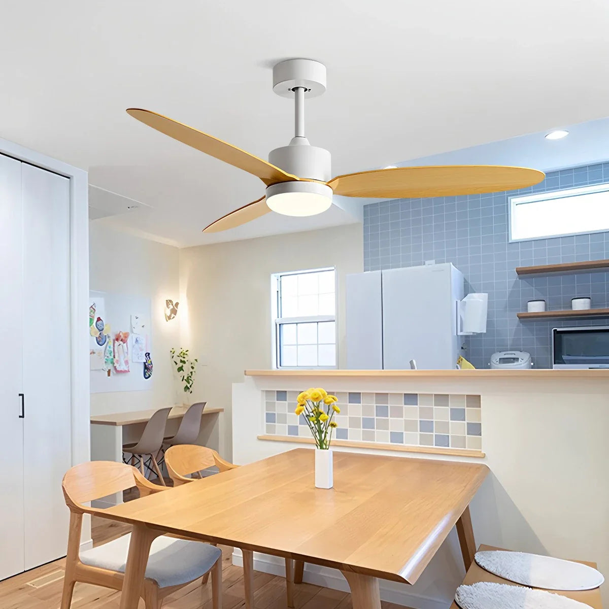Feyran 3-Blade Ceiling Fan With Light for Bedroom