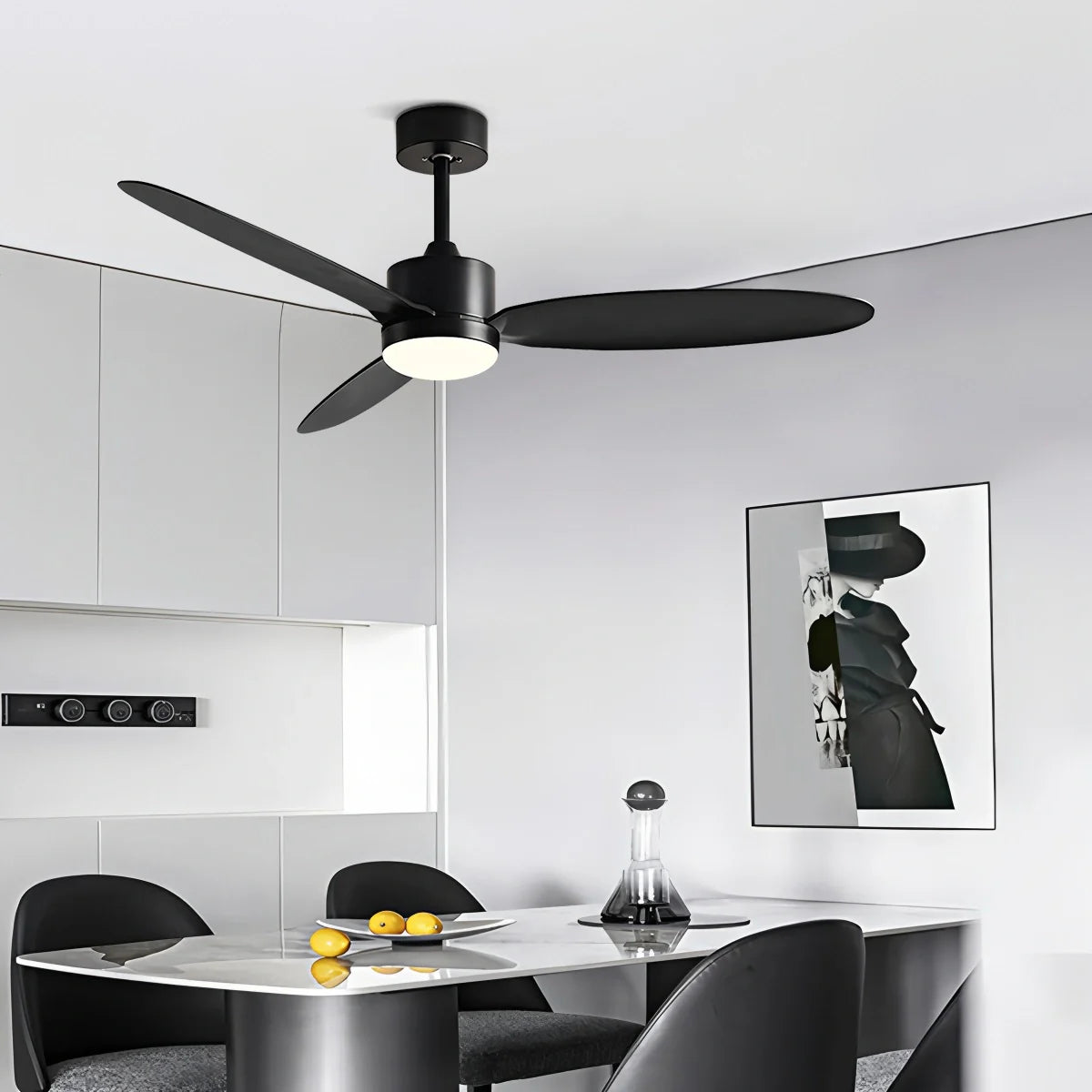 Feyran 3-Blade Ceiling Fan With Light for Bedroom
