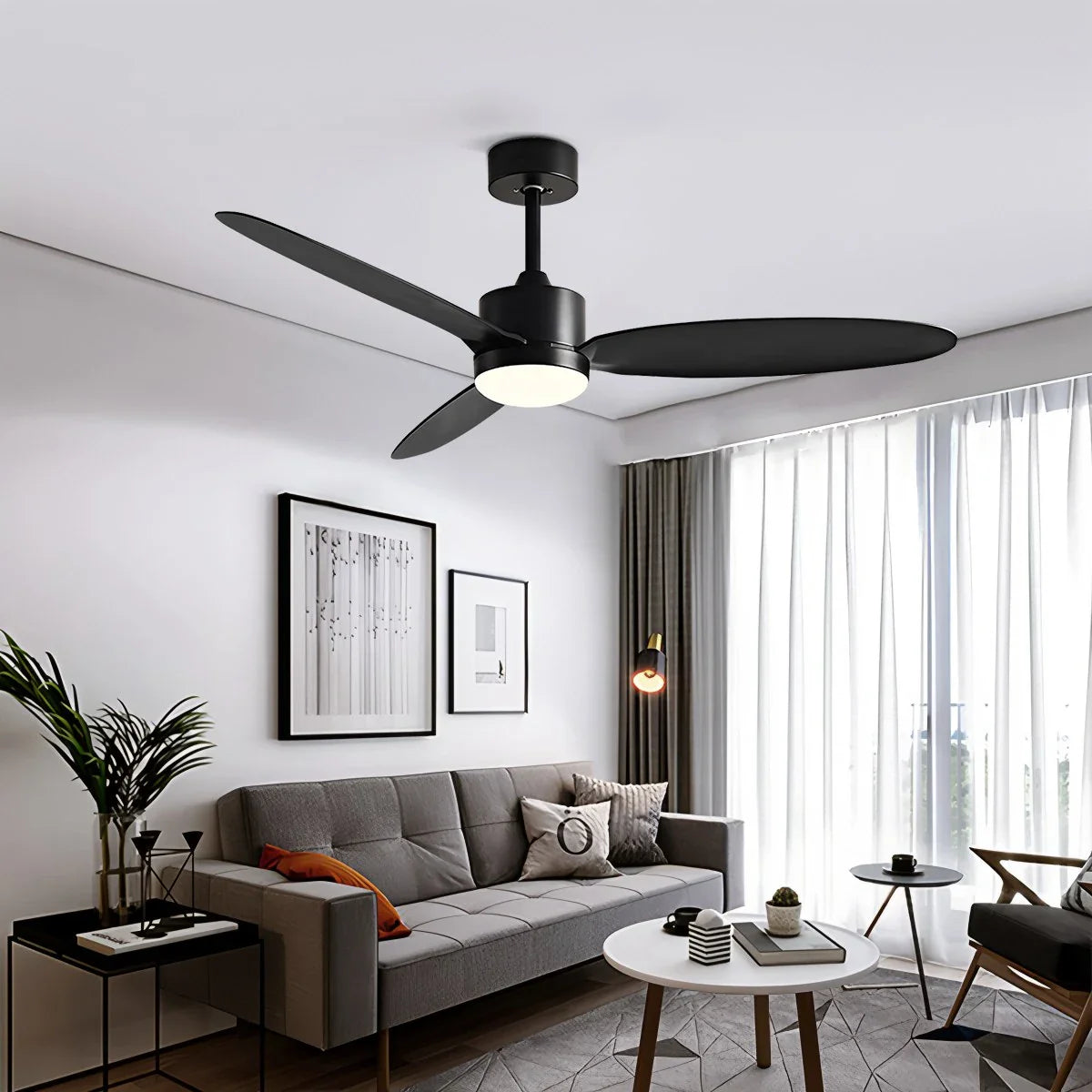 Feyran 3-Blade Ceiling Fan With Light for Bedroom
