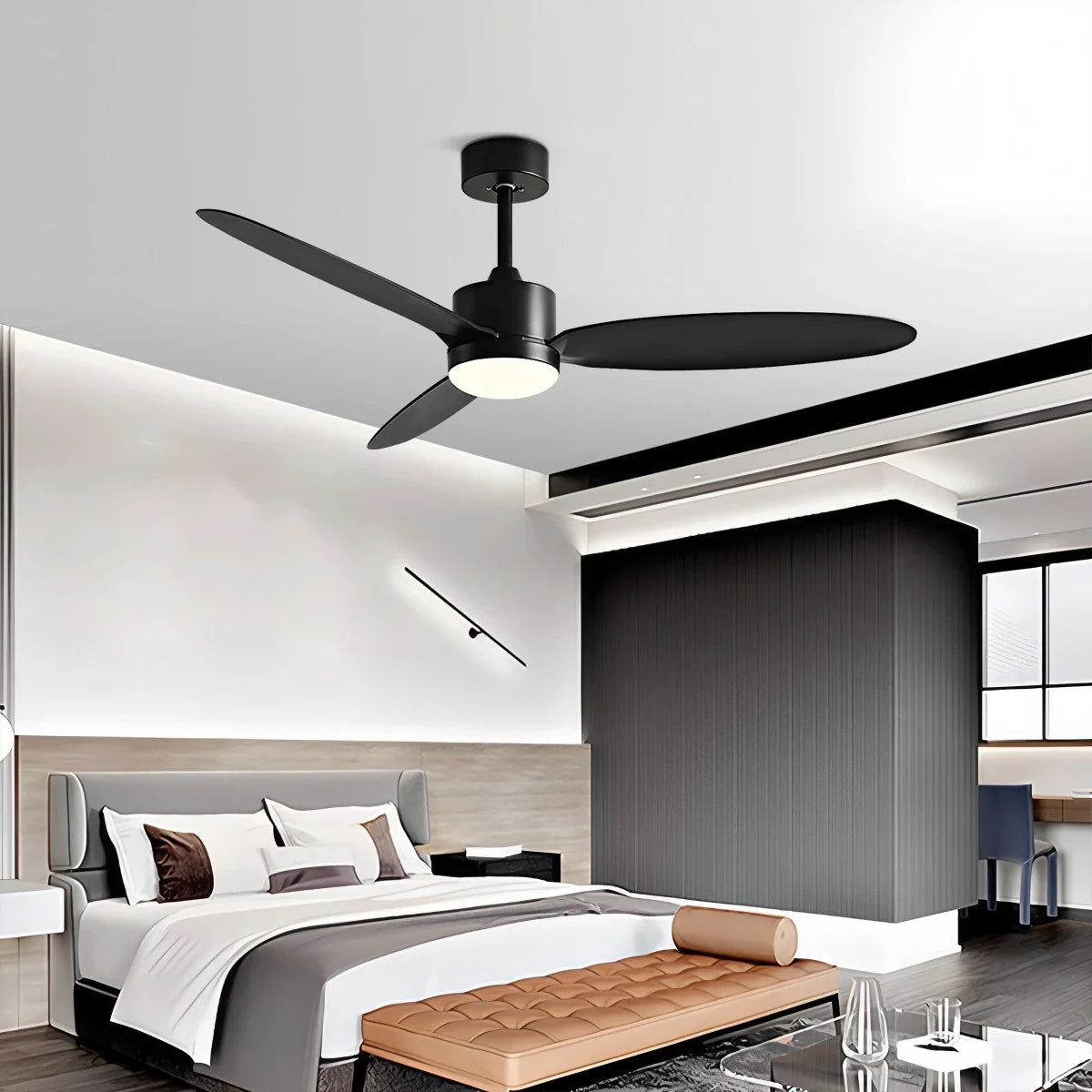 Feyran 3-Blade Ceiling Fan With Light for Bedroom