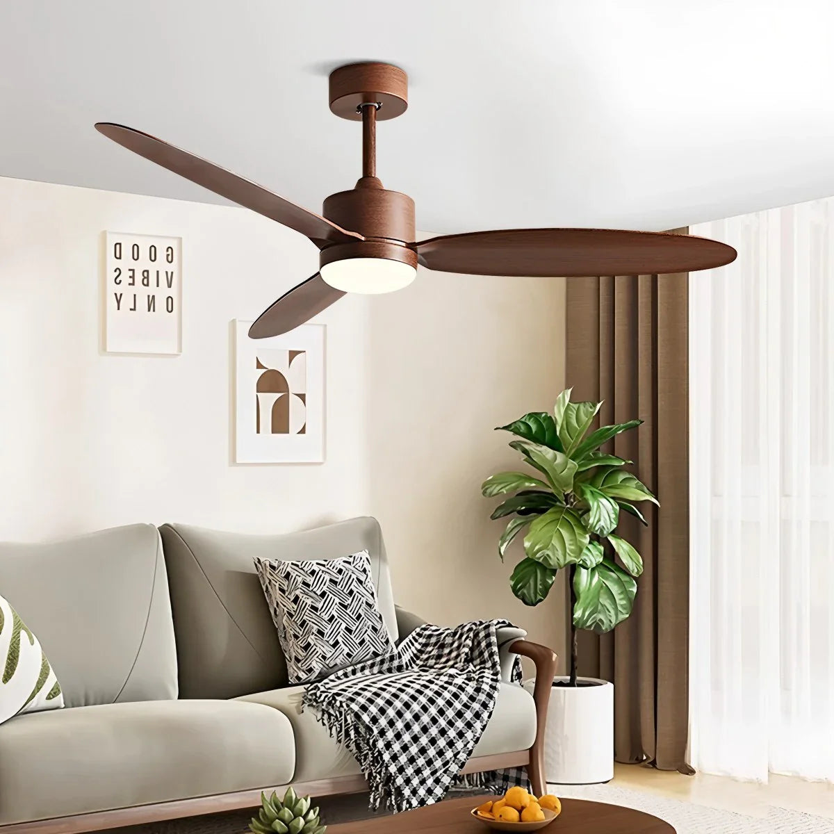 Feyran 3-Blade Ceiling Fan With Light for Bedroom
