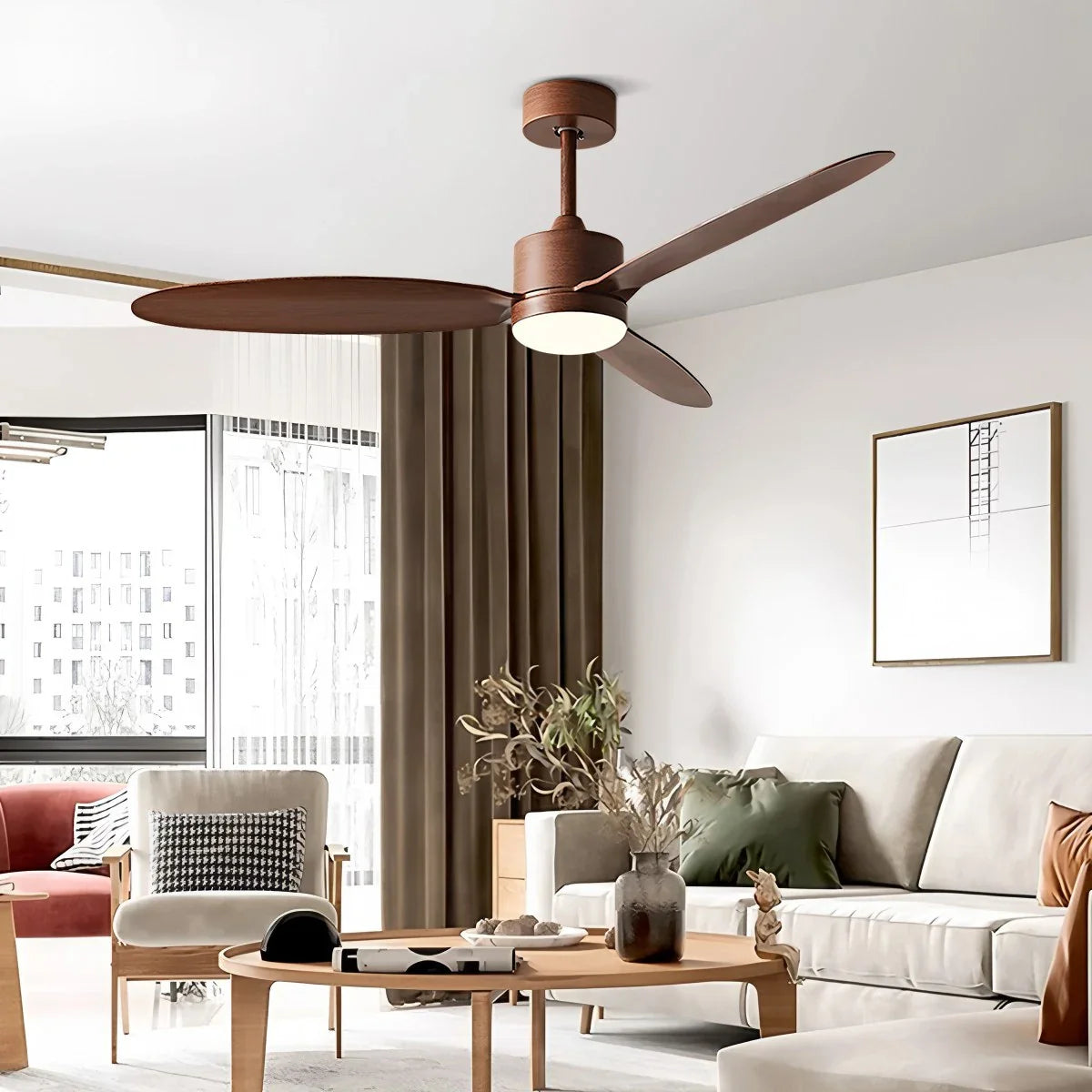 Feyran 3-Blade Ceiling Fan With Light for Bedroom