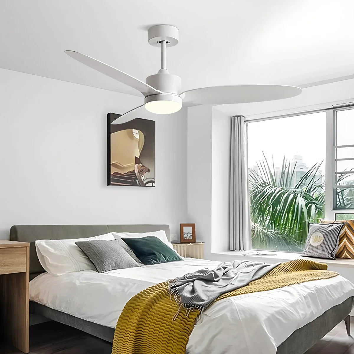 Feyran 3-Blade Ceiling Fan With Light for Bedroom