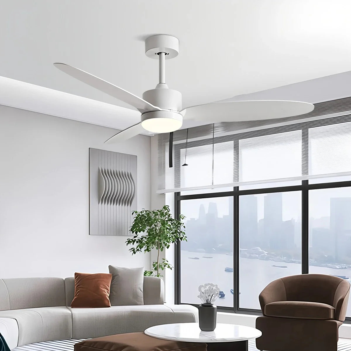 Feyran 3-Blade Ceiling Fan With Light for Bedroom