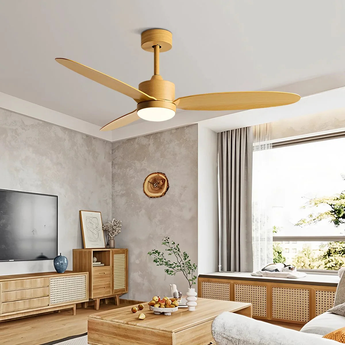 Feyran 3-Blade Ceiling Fan With Light for Bedroom
