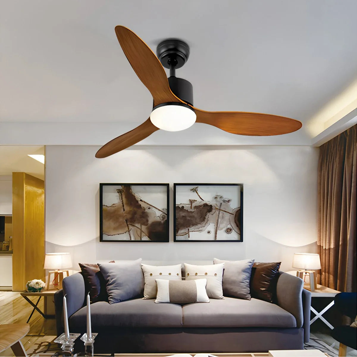 Feyran 3 Blade Modern Ceiling Fan with Light