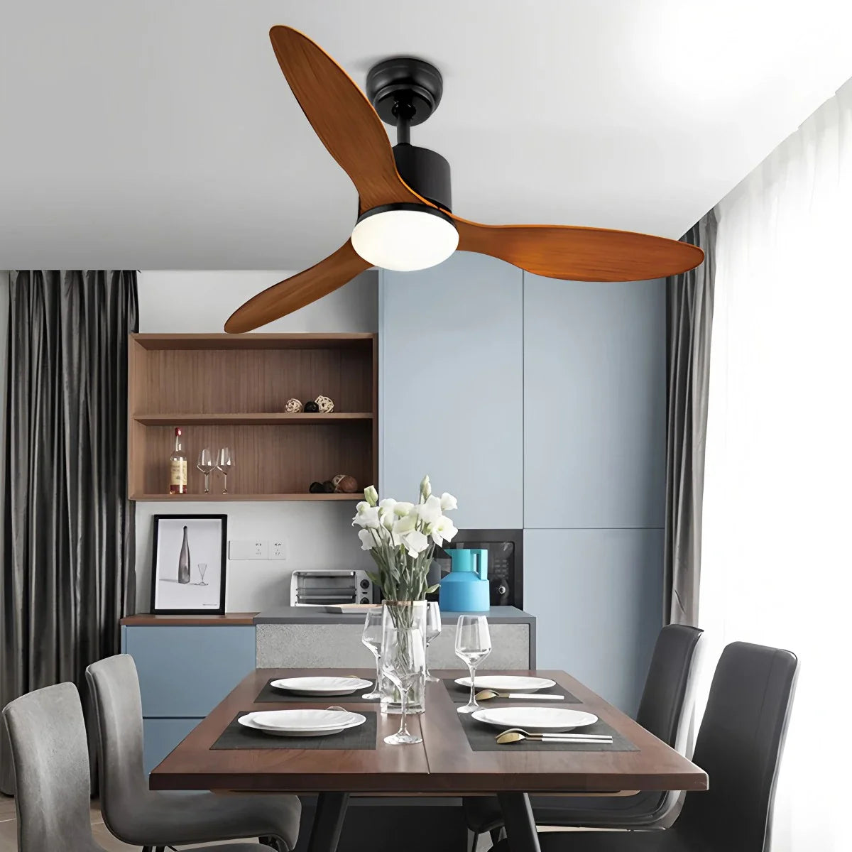 Feyran 3 Blade Modern Ceiling Fan with Light