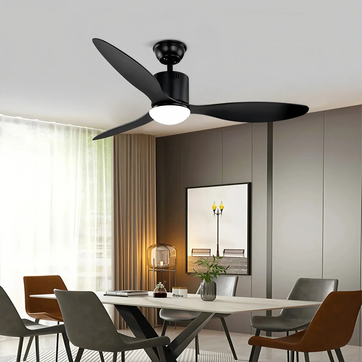 Feyran 3 Blade Modern Ceiling Fan with Light