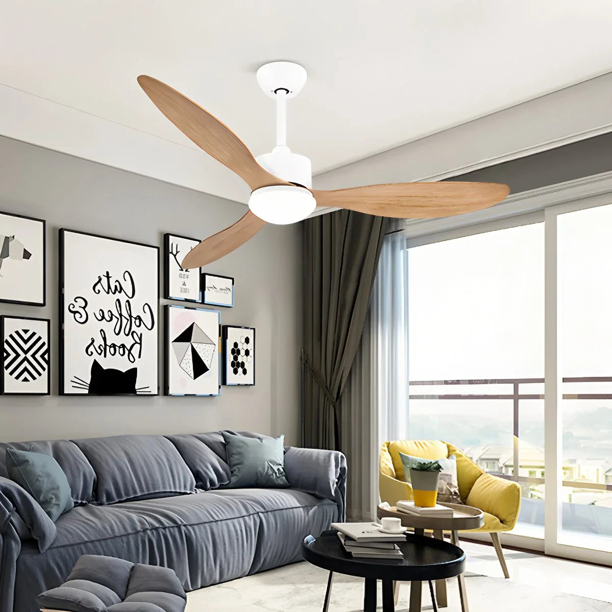 Feyran 3 Blade Modern Ceiling Fan with Light
