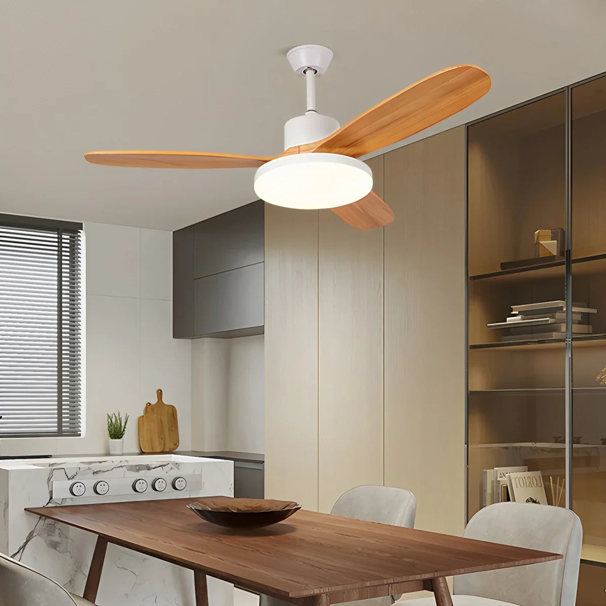 Feyran 3 Wood Blade Ceiling Fan with Light
