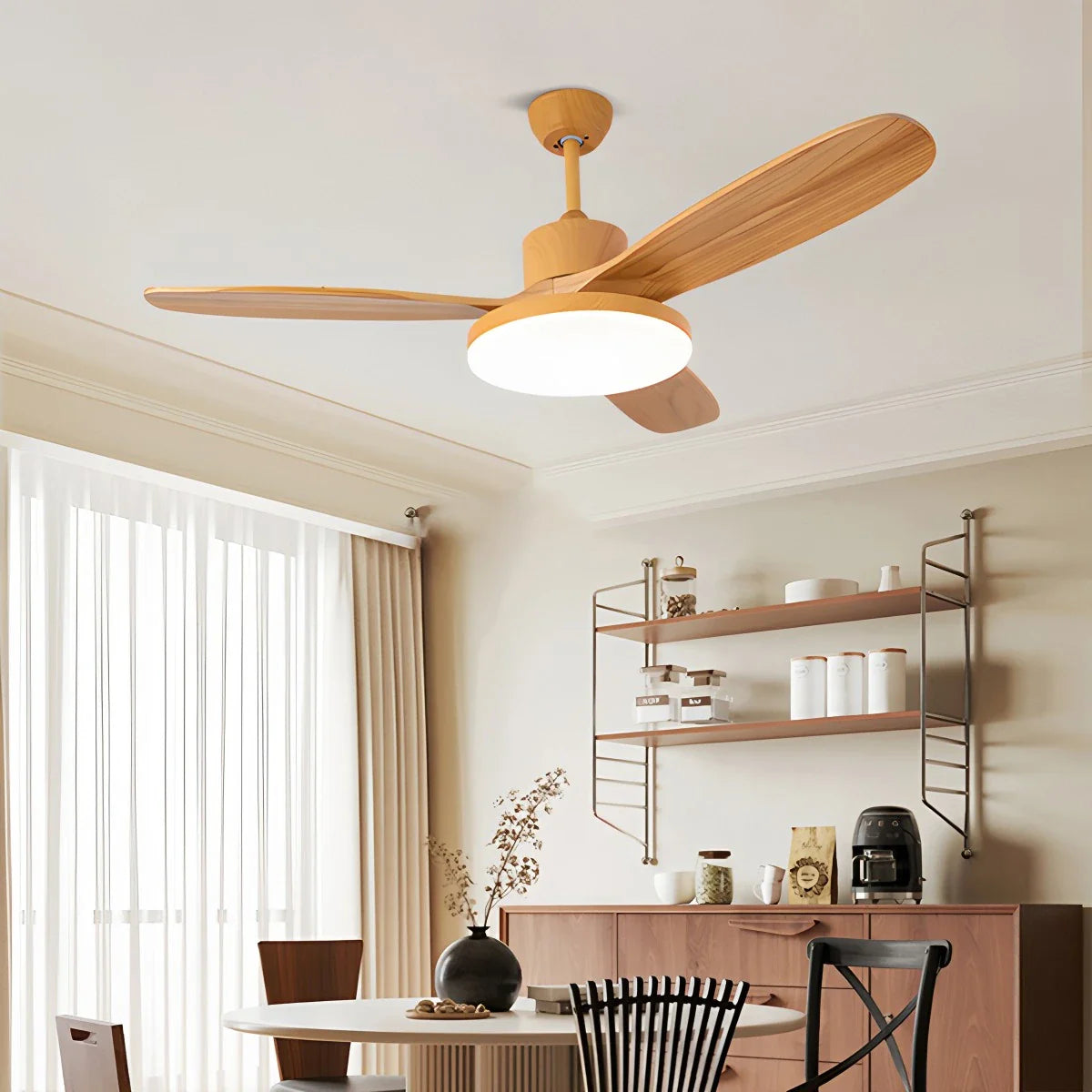 Feyran 3 Wood Blade Ceiling Fan with Light