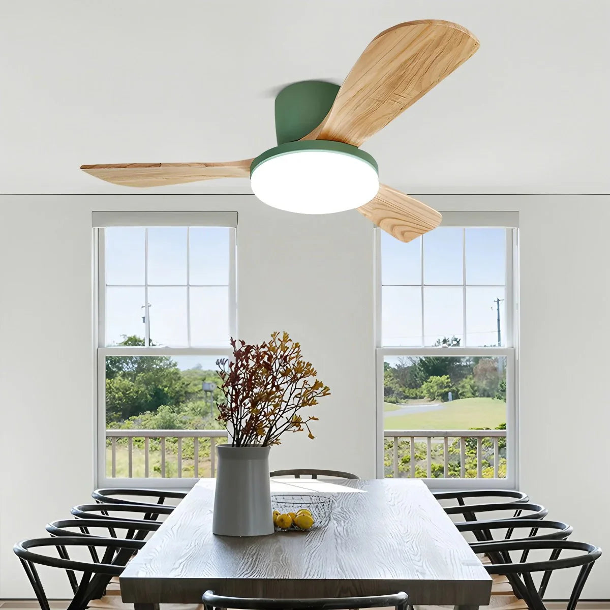 Feyran 3 Wood Blade Low Profile Ceiling Fan Lamp