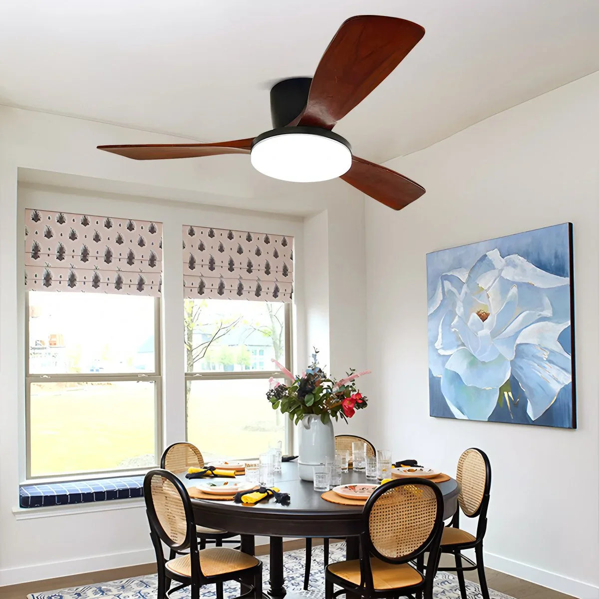 Feyran 3 Wood Blade Low Profile Ceiling Fan Lamp