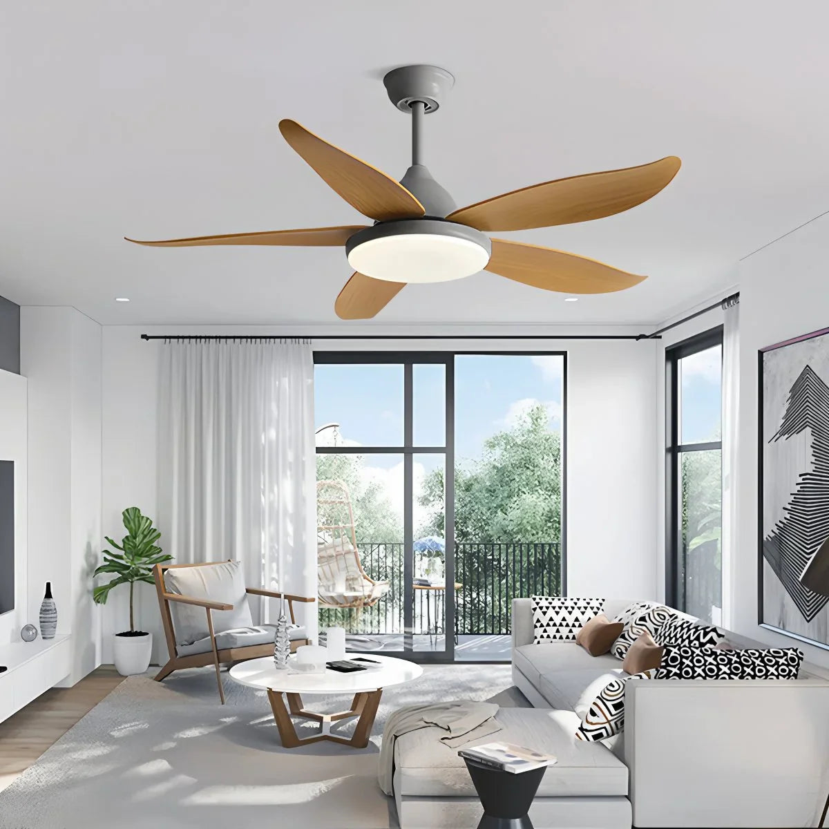 Feyran 5 Blade Contemporary Ceiling Fan Lamp
